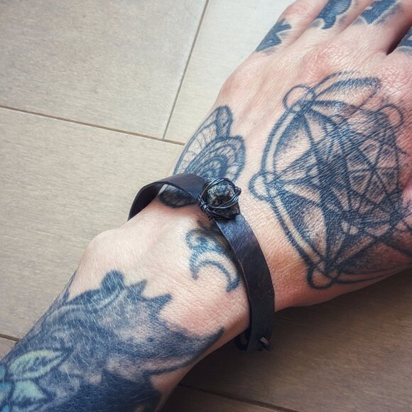 Watermelon Tourmaline Copper Cuff Bracelet - Picture 2 of 4